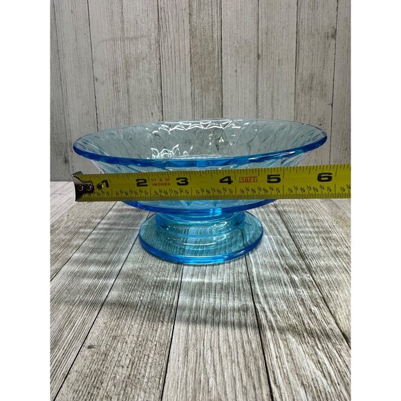 Vtg Early American Pattern Glass Bowl Footed Diamond Quilted Sky Blue 8.5" DIA - Picture 8 of 8